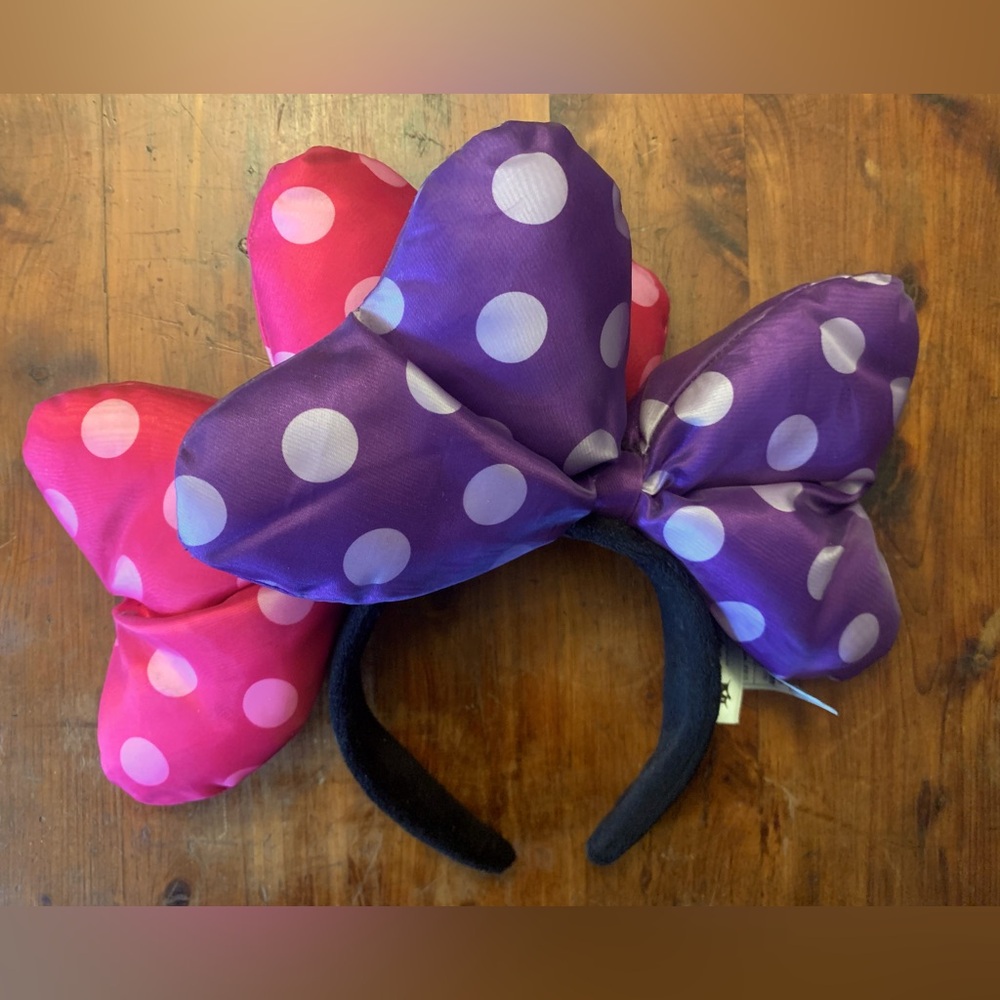 Disney Minnie Mouse Purple and Pink Polka Dot Bow Headband